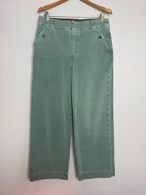 Spanx Stretch Twill Wide Leg High Ruse Pants Army Green Utility XL TALL
